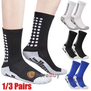 3Pairs Sport Socks Anti Slip W/Grip Soccer Men Football Basketball Sock Mid Calf - Picture 1 of 45