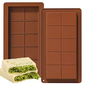 Dubai Chocolate Bar Mold Silicone Chocolate Bar Molds, Deep Rectangular, 2 Pack, - Picture 1 of 6