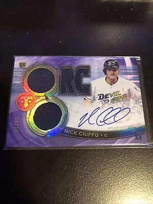 2019 Topps Triple Threads Nick Ciuffo RC Auto Relic Amethyst #/75 #RFPAR-NC - Image 1 of 4