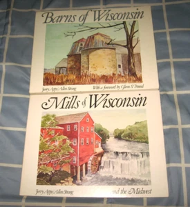 2 Vtg First Edition SC Books MILLS BARNS OF WISCONSIN Jerry Apps Allen Strang - Foto 1 di 1