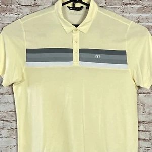 Travis Mathew Polo Mens 2XL Pima Cotton Blend Golf Button Polo Striped Yellow - Picture 1 of 14