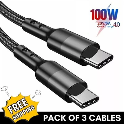 USB C To USB C Fast Charger PD 100W Dual Type C Charging Data Sync USB Cable UK - Image 1 of 4