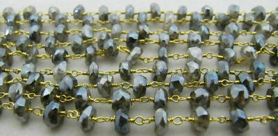 3 Feet AAA Quality Mystic Labradorite Rosary Chain 6-8mm Wire Wrap Beaded Chain - Image 1 of 4