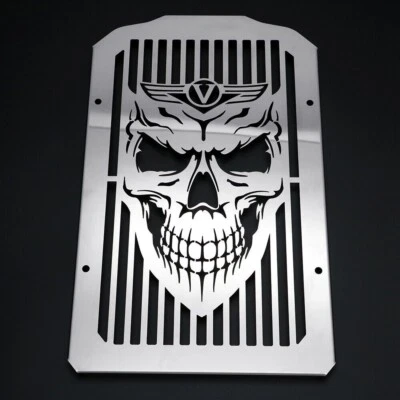 Protector de rejilla de bisel de cubierta de radiador calavera para Kawasaki Vulcan 900 VN900 cromado Foto 1 de 4