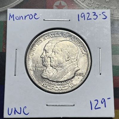 1923 S Monroe Silver Commemorative Coin Half Dollar UNC BU - Image 1 of 4