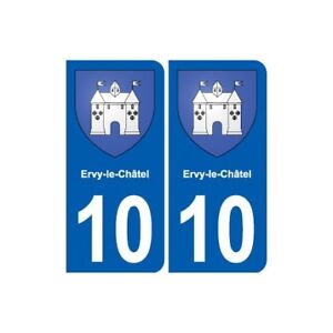 10 Ervy-le-Châtel blason ville autocollant plaque stickers - Angles : arrondis