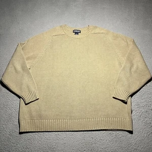 Vtg Lands End Sweater Womens 2X Beige Crew Neck Knit 20w - 22w Cotton 90s - Picture 1 of 9