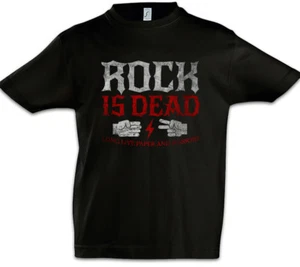 Rock is Dead Long Live II Kids Boys T-Shirt Fun Scissors Scissor Punk DJ MC - Picture 1 of 1