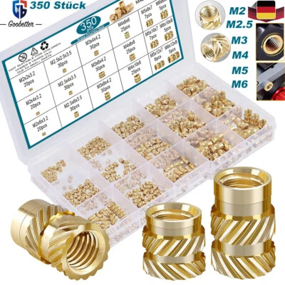 350-tlg Einpressmutter M2 M2.5 M3 M4 M5 M6 Rändelmutter Gewindeeinsatz 3D Druck - Bild 1 von 4