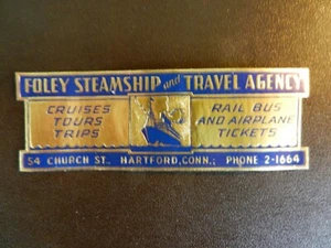 *FOLEY STEAMSHIP y AGENCIA DE VIAJES* ETIQUETA DE ENVÍO/EQUIPAJE DE COLECCIÓN - Imagen 1 de 1