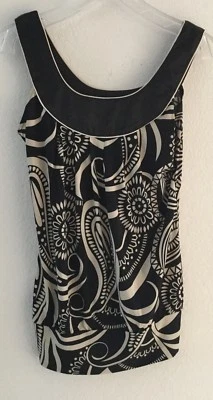 Heart Soul 女式黑色灰褐色佩斯利无袖背心衬衫衬衫小号 — 第 1/4 张图片