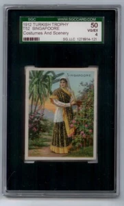 1912 T52 COSTUMES & SCENERY Graded Card / SINGAPUR, SGC 4, VG/EX - Bild 1 von 2