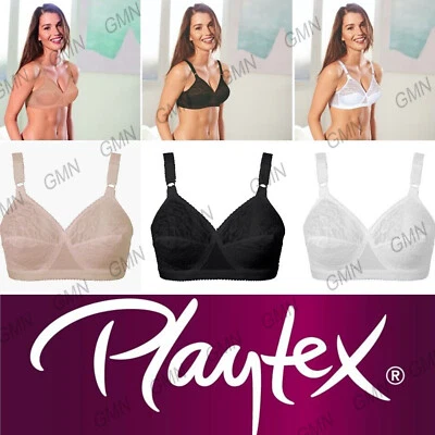 Reggiseno PLAYTEX CRISS CROSS 165 senza ferretto bianco nero o beige coppa B C D - Immagine 1 di 4