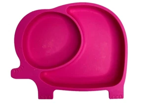 Sage Spoonfuls Pink Silicone Elephant Baby Toddler Kid Plate 8.5" - Picture 1 of 9