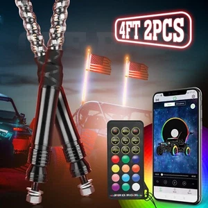 Antena espiral de luces látigo Bluetooth de 4 pies KEMIMOTO con control de aplicación de bandera UTV ATV - Imagen 1 de 13