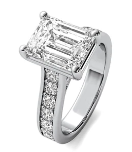 NEW!  Certified 11.19 CT H VS1 Lab Grown Emerald Cut Diamond Engagement Ring 14k - Picture 1 of 5