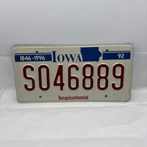 Placa de matrícula vintage 1992 Iowa Sesquicentennial S046889 - Imagen 1 de 4
