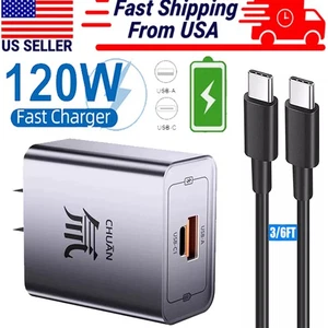 Cargador de pared tipo C bloque de carga rápida 120 W para iPhone 17 Pro Max 16 15 13 Pro - Imagen 1 de 16
