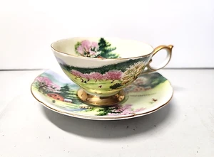 Taza de té y platillo Lefton pintado a mano, resorte, numerado 780 - Imagen 1 de 5