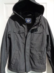 Men's DOCKERS hooded fleece lined gray coat, S - Picture 1 of 8
