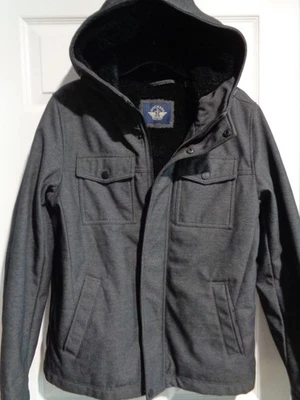 Men's DOCKERS hooded fleece lined gray coat, S - Image 1 of 4