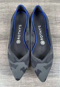 Rothy’s The Point Gray Camo Camouflage Retired Pointed Flats Shoes Size 9W - Picture 1 of 8