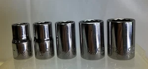 Vintage CRAF TSMAN-1/2" Drive - 12pt. Sockets Set 1/2, 9/16, 5/8, 3/4, 13/16 - Picture 1 of 9