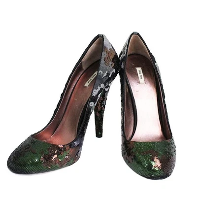 MIUMIU Authentic Sequin Pumps Camouflage Multicolor size 38 US8 25cm Heel 12cm - Image 1 of 4