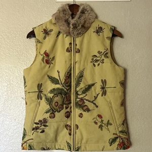 J.McLaughlin Damen kleine Weste Garten Insektenmotiv mit Kunstfellbesatz  - Bild 1 von 20