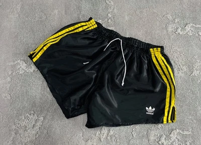 VTG 80’s Adidas Black Yellow Nylon Sprinter Football Men's Shorts Size L (D7) - Image 1 of 4