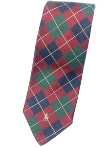 Polo by Ralph Lauren Herren Krawatte Pony Logo 100% Seide rot blau grün Argyle - Bild 1 von 6