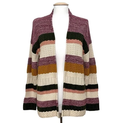 Suéter Boho Soft Surroundings Mujer S Nima Marfil Rayas Grueso Abierto Foto 1 de 4