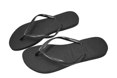 Sandalias Havaianas Mujer Talla 7 8 Negras Delgadas Chanclas Playa Tanga Zapatos Foto 1 de 4