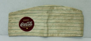 Cappello vintage anni 40 Coca-Cola consegna dipendenti panno a righe JERK pieghevole pieghevole - Foto 1 di 7