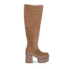 NEU DAMEN UGG NEW HEIGHTS PLATEAU XTRA CHESTNUT WILDLEDER REISSVERSCHLUSS STIEFEL GRÖSSE US 7 - Bild 1 von 8