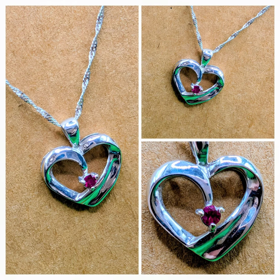 Collar enchapado en plata con rubí de 18 pulgadas Foto 1 de 1