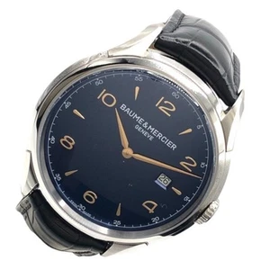 BAUME & MERCIER M0A10420 CLIFTON MEN'S WRISTWATCH DIAL NAVY SS ROUND FACE - Picture 1 of 7