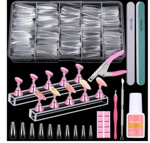 600PCS Clear Coffin Nail Tips Set - Clear Nail Tips for Acrylic Nails French Hal - Picture 1 of 8