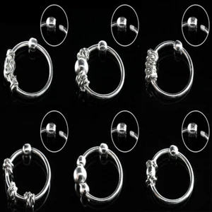Nasenring 925 Sterling Silber 8 x 0,8 mm Muster zur Auswahl Nasenpiercing Ring - Bild 1 von 7
