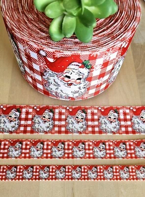 5/8, 7/8, 1.5 & 3" (1 YD) Santa Claus Christmas Ribbon St. Nic Buffalo Plaid - Image 1 of 2