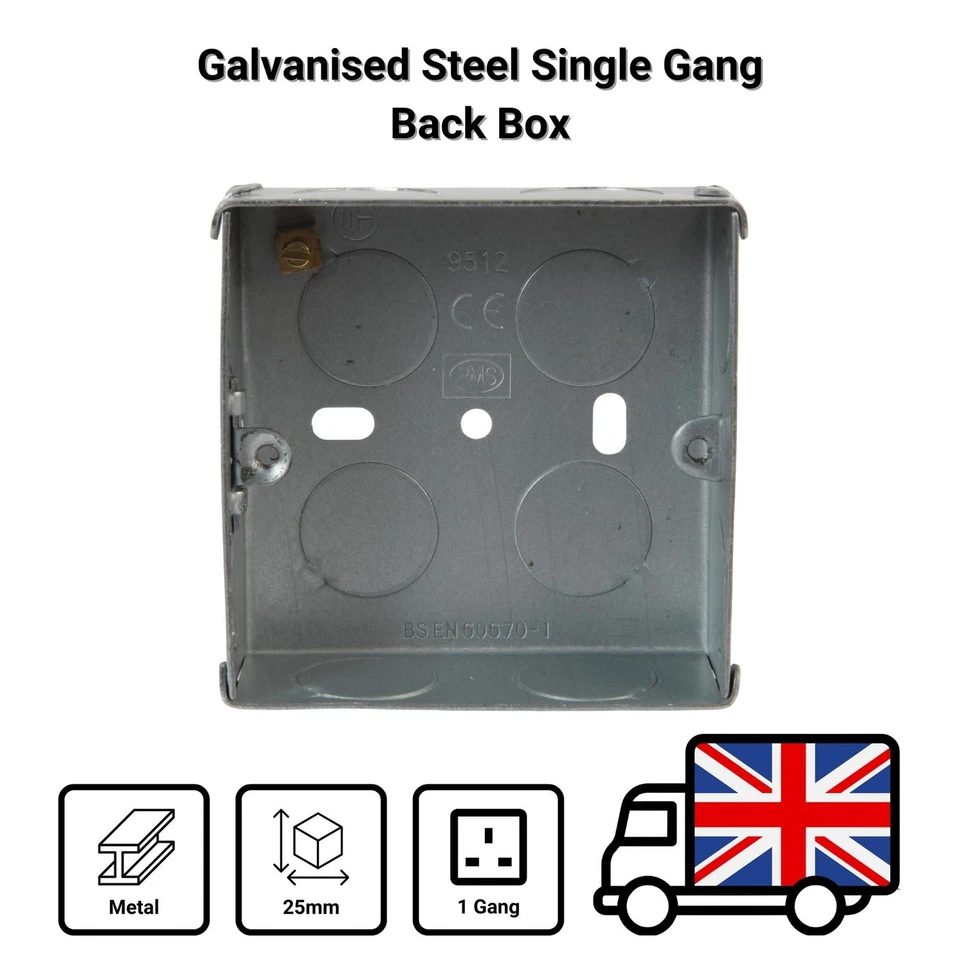 Light Switch Electrical Mains Socket Back Box Finger Plate Single Gang - Image 1 of 1