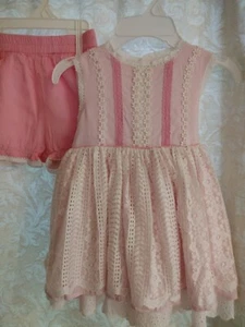 Love & Grow Pink Dress White Lace Overlay & Trim Daisies W/ Shorts Girls 5 - Picture 1 of 20