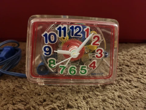 VTG Ingraham Clear Alarm Clock Toastmaster Teen Kids 49-665 Retro Alarm WORKS Cover