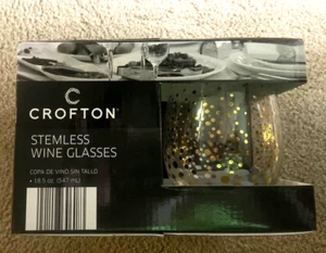 NEW Crofton Stemless Wine Glasses set of 4 - Picture 1 of 6