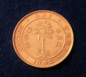 1945 Ceylon 1 Cent - Very Nice Coin - See PICS - Picture 1 of 3