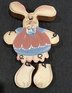 Primitive Wood And Wire Decor Bunny Wall Art 8” Tall Hand Painted Vintage - Picture 1 of 4