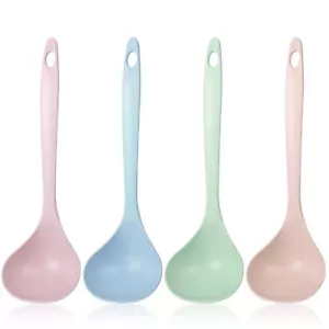 4 Pcs Silicone Small Soup Spoon PP Ladle Spoon Cooking and Serving Spoon Soup... - Picture 1 of 7
