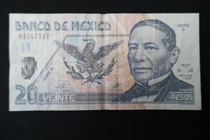 2001 SERIES D 20 VEINTE PESOS BANCO DE MEXICO CURRENCY NOTE POLYMER BILL MONEY - Picture 1 of 2
