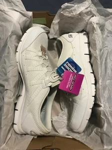 Skechers Sport Active-Air Cooled-Memory Foam-Wmns Sz11-White w/Silver - Picture 1 of 4