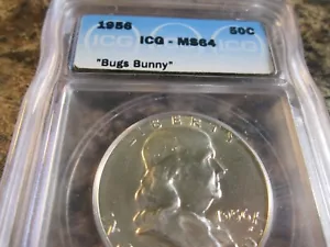 1956 FRANKLIN HALF DOLLAR "BUGS BUNNY" ICG MS64 0601 - Picture 1 of 4
